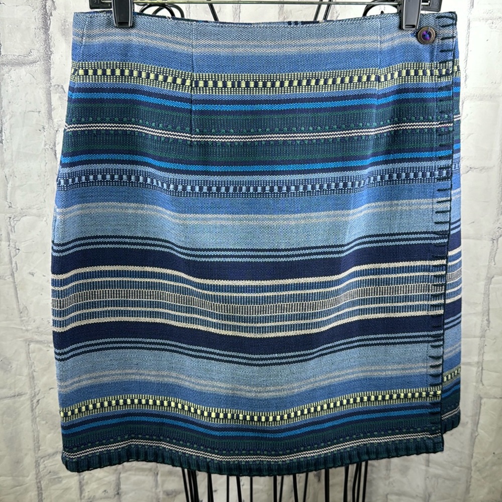 62 East Vintage Wrap Skirt Woven Tapestry Southwestern Stitched Hem 100% Cotton